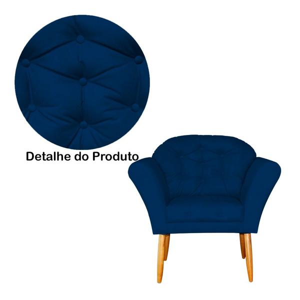 Imagem de Kit 02 Poltronas Decorativa Amélia Pés Palito Suede Azul Marinho  - DS Estofados