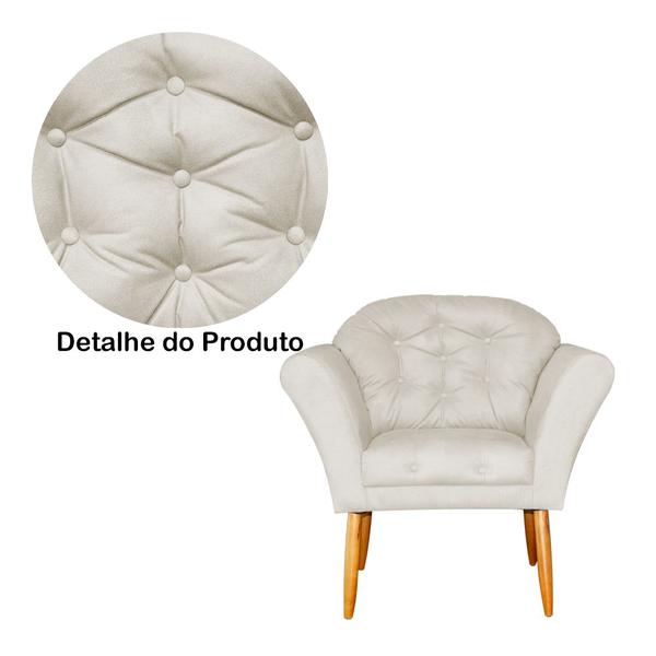 Imagem de Kit 02 Poltronas Decorativa Amélia Pés Palito Suede Bege - DS Estofados