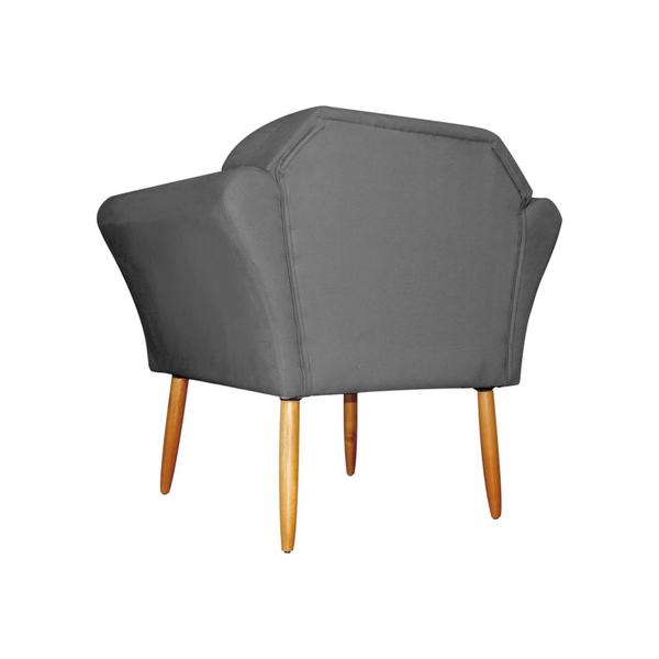 Imagem de Kit 02 Poltronas Decorativa Amélia Pés Palito Suede Cinza - DS Estofados