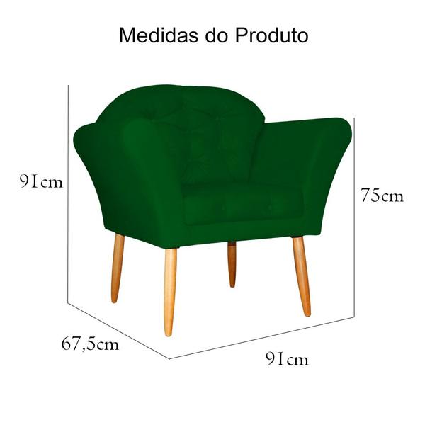 Imagem de Kit 02 Poltronas Decorativa Amélia Pés Palito Suede Verde - DS Estofados