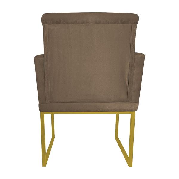 Imagem de Kit 02 Poltronas Decorativa Base Ferro Dourada Suede Klara - Estopar