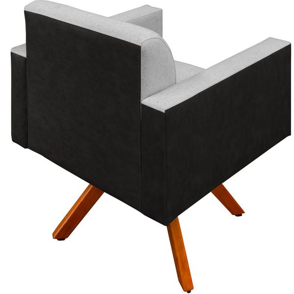 Imagem de Kit 02 Poltronas Decorativa Base Giratória de Madeira Helô L02 Linho Cinza material sintético Preto - Lyam Decor