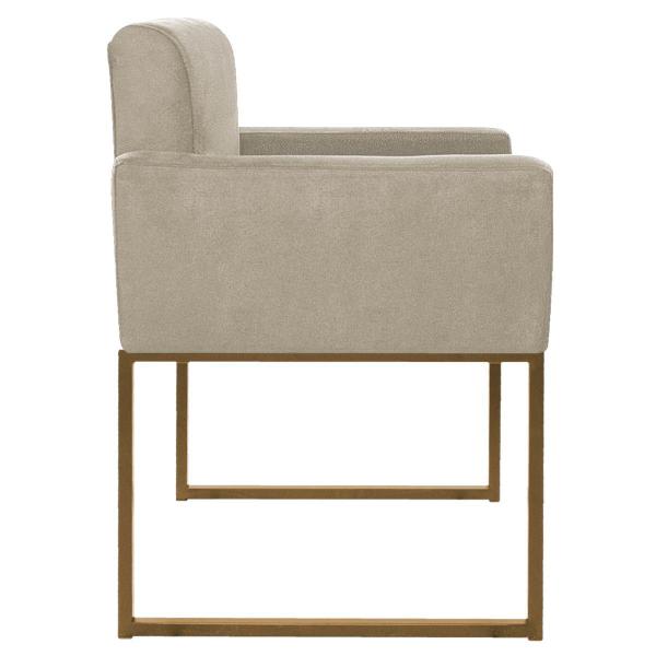 Imagem de Kit 02 Poltronas Decorativa Bellinha Base de Ferro Dourado Suede Bege - Doce Sonho Móveis