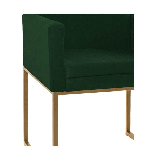 Imagem de Kit 02 Poltronas Decorativa Bellinha Base de Ferro Dourado Suede Verde - ADJ Decor