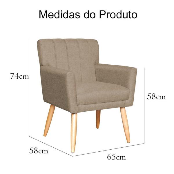 Imagem de Kit 02 Poltronas Decorativa Cecília Linho Várias Cores - DS Estofados