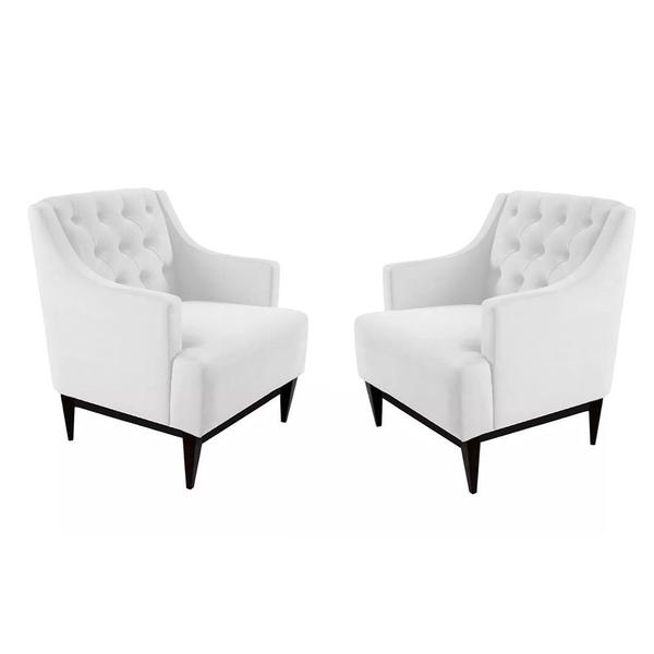 Imagem de Kit 02 Poltronas Decorativa Clássica Capitonê material sintético Branco - DS Móveis