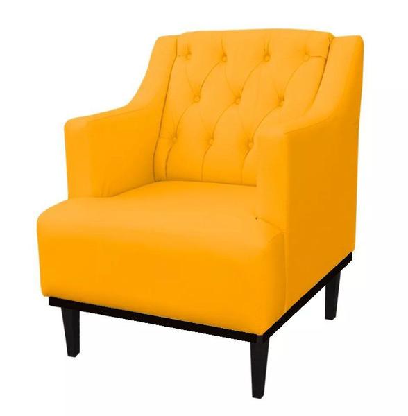 Imagem de Kit 02 Poltronas Decorativa Clássica Capitonê Suede Amarelo - DS Móveis