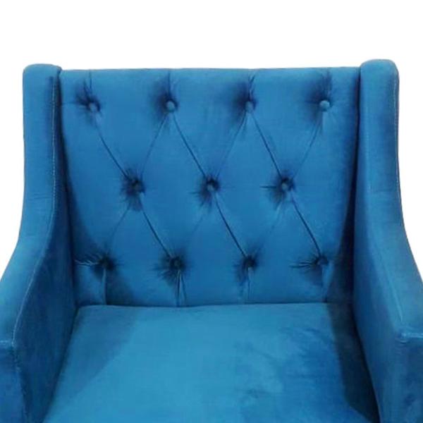 Imagem de Kit 02 Poltronas Decorativa Clássica Capitonê Suede Azul Veludo - SA Móveis