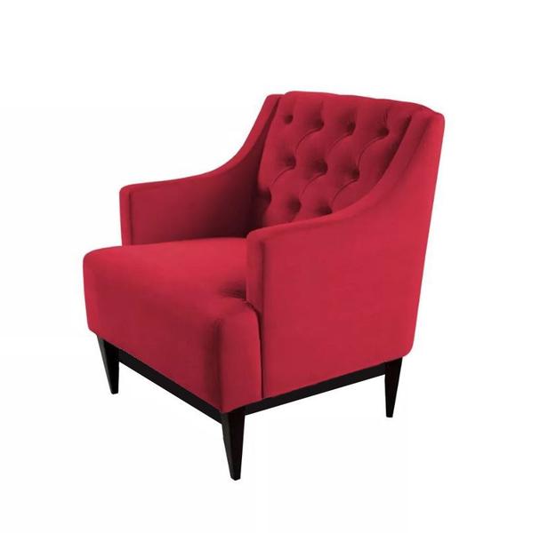 Imagem de Kit 02 Poltronas Decorativa Clássica Capitonê Suede Vermelho - SA Móveis