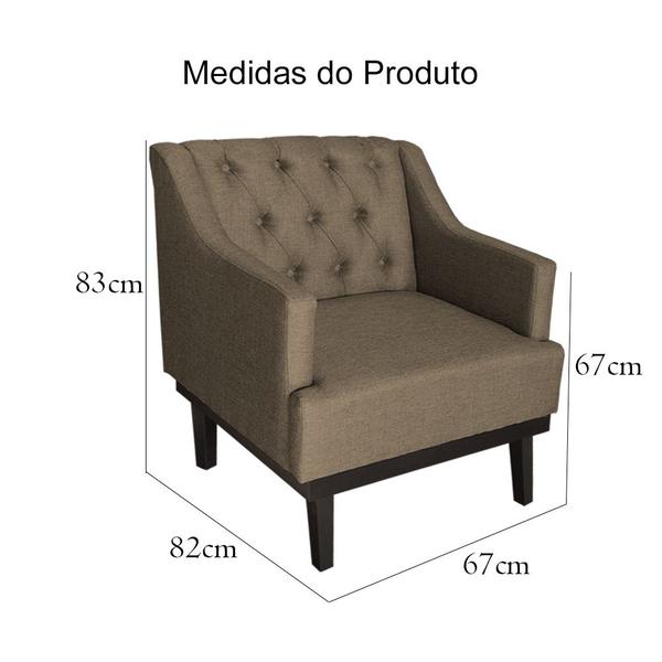 Imagem de Kit 02 Poltronas Decorativa Clássica Tecido Linho Cores Variadas - Ds Estofados