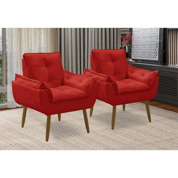 Imagem de Kit 02 poltronas decorativa confortável Opala para sala, quarto, recepção e escritório - Porto Decor