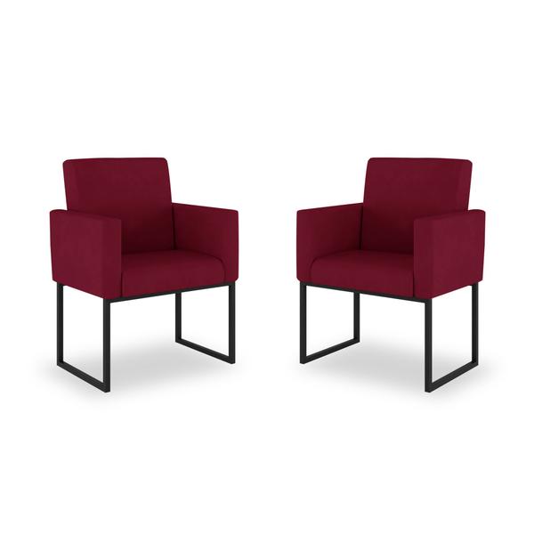 Imagem de Kit 02 Poltronas Decorativa cor Marsala - Base Ferro Preto