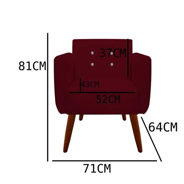 Imagem de kit 02 Poltronas Decorativa Duda C/Strass Suede Marsala - D'Classe Decor