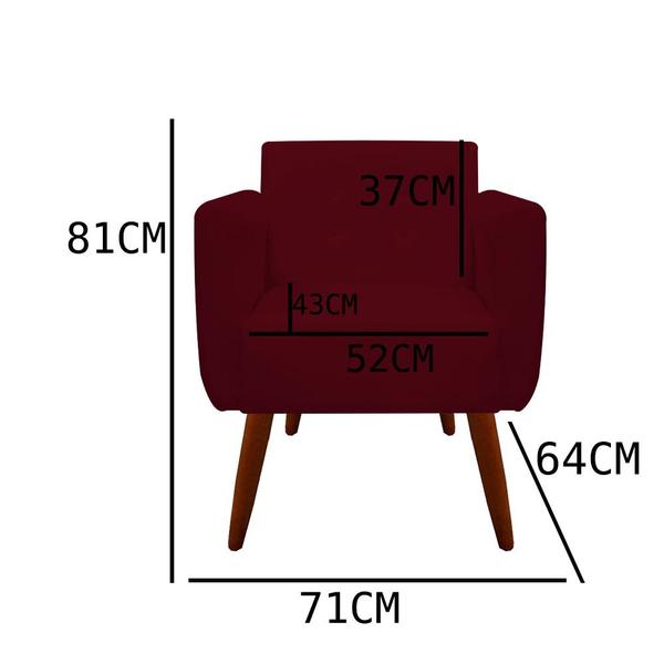 Imagem de Kit 02 Poltronas Decorativa Duda Suede Marsala - D'Classe Decor