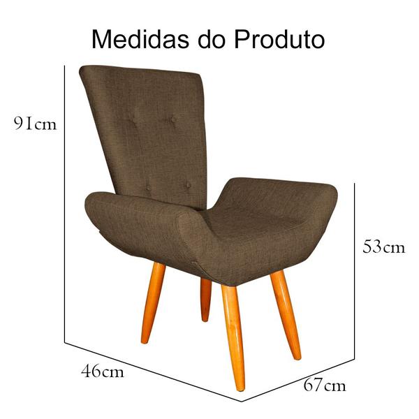 Imagem de Kit 02 Poltronas Decorativa Emília Barca Linho Diversas Cores - Ds Estofados