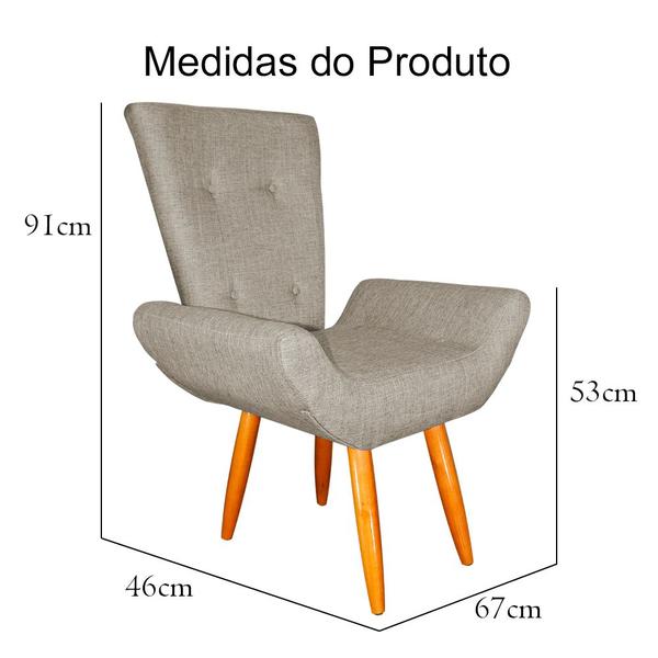 Imagem de Kit 02 Poltronas Decorativa Emília Barca Linho Diversas Cores - Ds Estofados