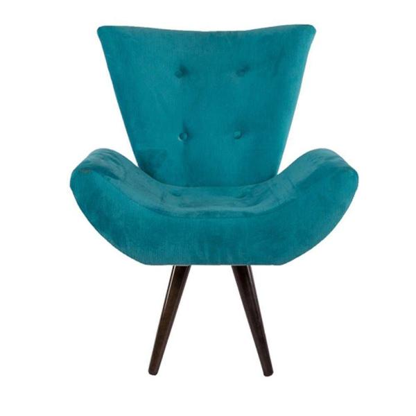 Imagem de Kit 02 Poltronas Decorativa Emília Pés Tabaco Suede Azul Turquesa - SA Móveis