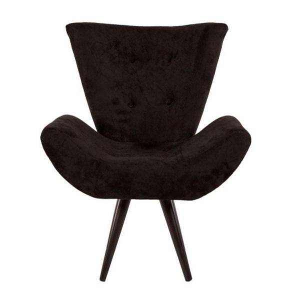 Imagem de Kit 02 Poltronas Decorativa Emília Pés Tabaco Suede Preto - SA Móveis