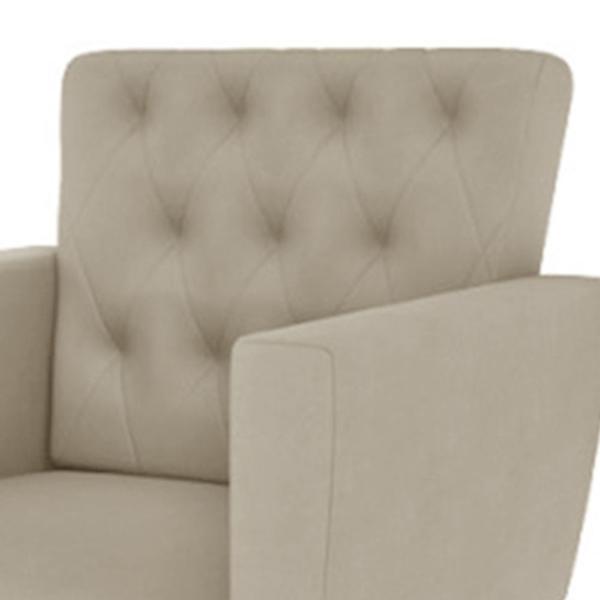 Imagem de Kit 02 Poltronas Decorativa  Encosto Estilo Capitonê  Suede Bege - JBF Poltronas