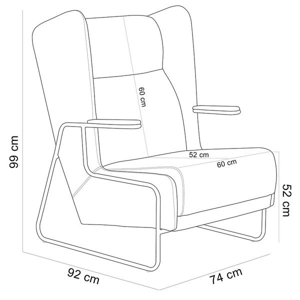 Imagem de Kit 02 Poltronas Decorativa Fixa Base Aço Grafite Ivory C06 Bouclê Cinza Z-269 - Lyam