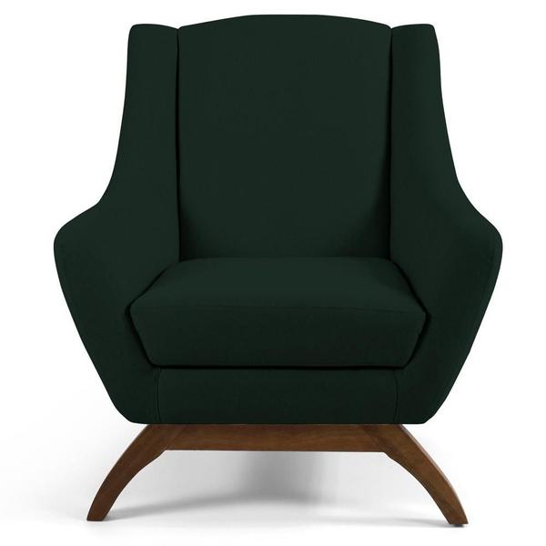 Imagem de Kit 02 Poltronas Decorativa Fixa Base de Madeira Juliet D02 Linho Verde C-117 - Lyam Decor