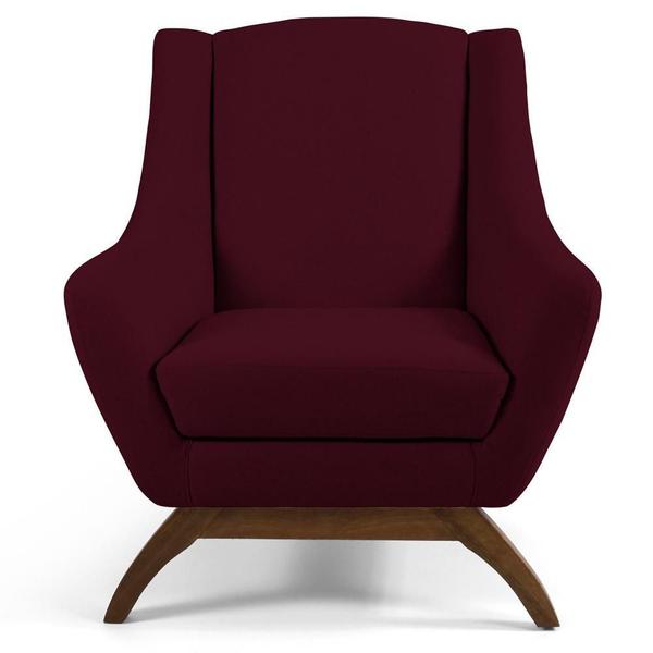 Imagem de Kit 02 Poltronas Decorativa Fixa Base de Madeira Juliet D02 Veludo Marsala B-278 - Lyam Decor