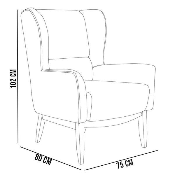 Imagem de Kit 02 Poltronas Decorativa Fixa Base de Madeira Milena D02 Linho Cinza D-315 - Lyam Decor