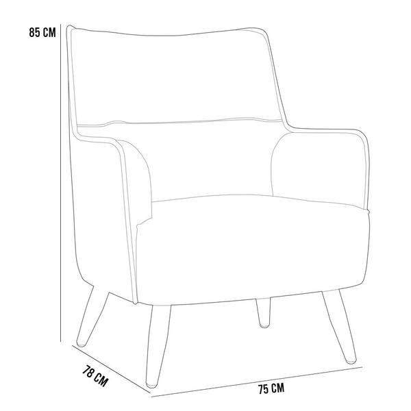 Imagem de Kit 02 Poltronas Decorativa Fixa Pés de Madeira Isabella D02 Linho Cinza D-315 - Lyam Decor