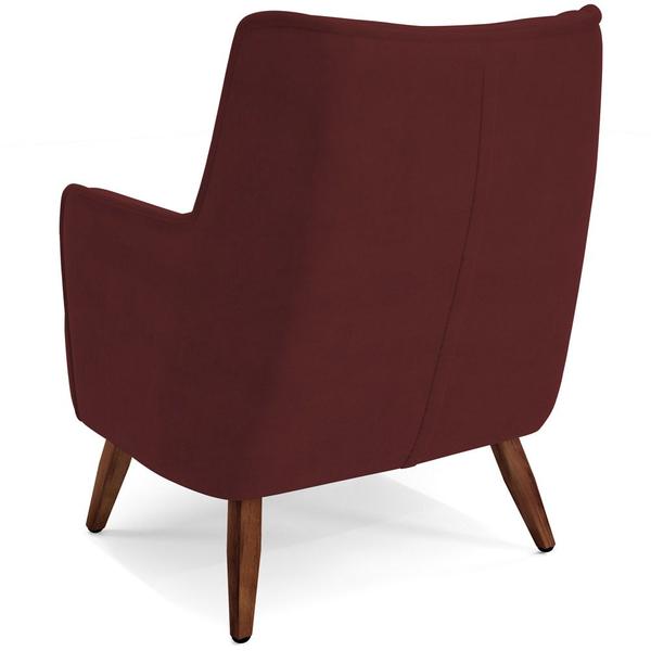 Imagem de Kit 02 Poltronas Decorativa Fixa Pés de Madeira Isabella D02 Veludo Marsala C-278 - Lyam Decor