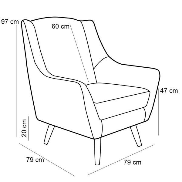 Imagem de Kit 02 Poltronas Decorativa Fixa Pés de Madeira Juliet D02 Veludo Marrom C-276 - Lyam Decor