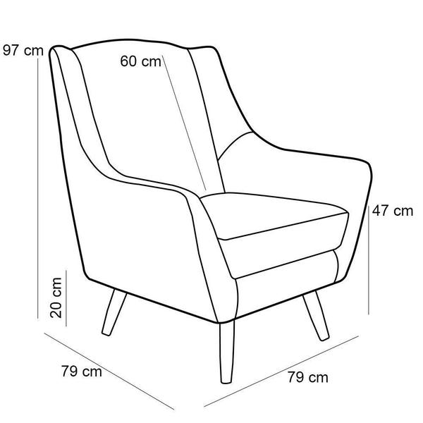 Imagem de Kit 02 Poltronas Decorativa Fixa Pés de Madeira Juliet D02 Veludo Marrom C-276 - Lyam Decor