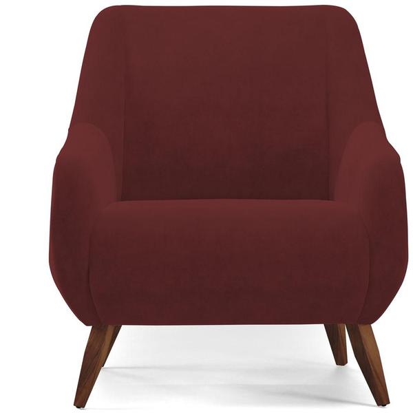 Imagem de Kit 02 Poltronas Decorativa Fixa Pés de Madeira Paloma D02 Veludo Marsala C-278 - Lyam Decor