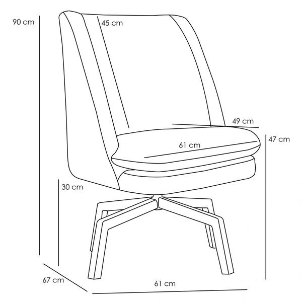 Imagem de Kit 02 Poltronas Decorativa Giratória Base Ka Castanho Pérsia D02 Linho Bege C-129 - Lyam Decor