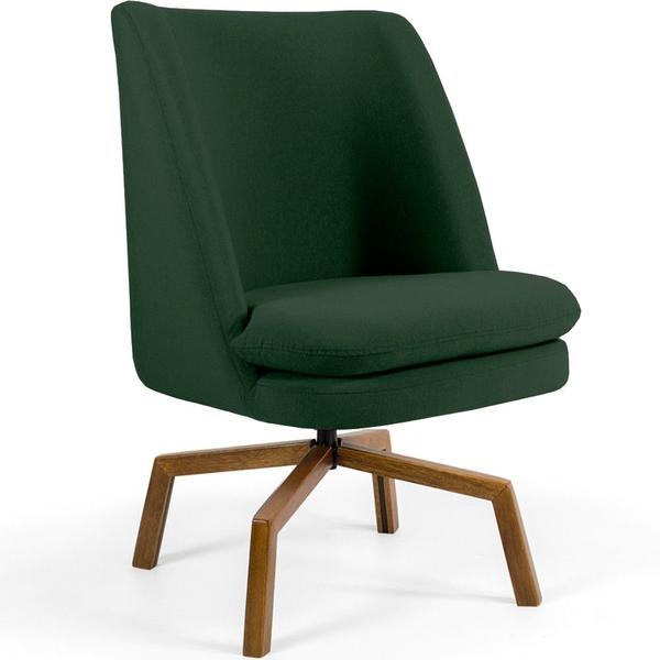 Imagem de Kit 02 Poltronas Decorativa Giratória Base Ka Castanho Pérsia D02 Veludo Verde C-303 - Lyam Decor