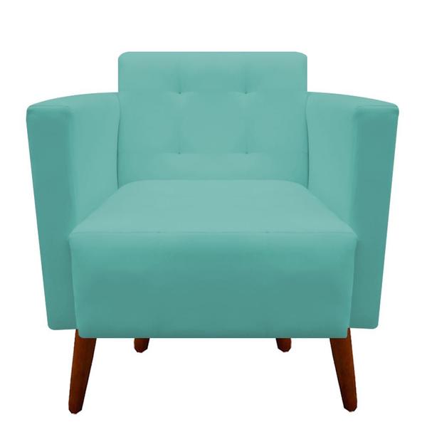 Imagem de kit 02 Poltronas Decorativa Isa Pés Palito Suede Azul Tiffany - D'Classe Decor