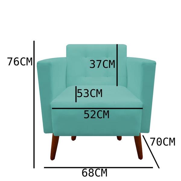 Imagem de kit 02 Poltronas Decorativa Isa Pés Palito Suede Azul Tiffany - D'Classe Decor