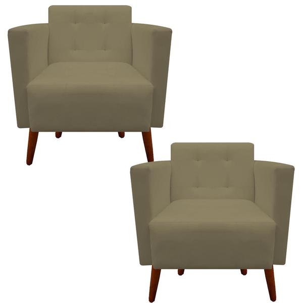 Imagem de kit 02 Poltronas Decorativa Isa Pés Palito Suede Marrom Rato - D'Classe Decor