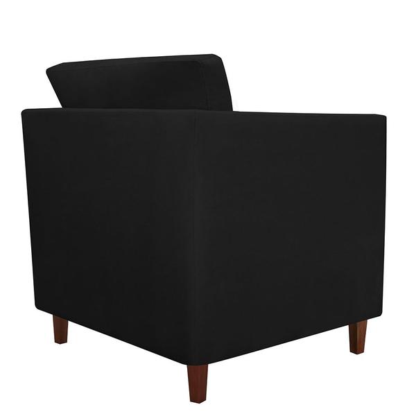 Imagem de Kit 02 Poltronas Decorativa Isis Pés de Madeira Mais Puff Opalla Suede Preto - DS Estofados