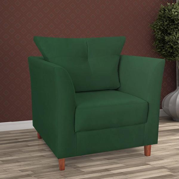 Imagem de Kit 02 Poltronas Decorativa Isis Pés de Madeira Suede Verde - DS Estofados