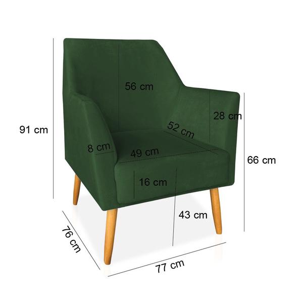 Imagem de Kit 02 Poltronas Decorativa Julia Veludo Pés Palito Castanho - Pallazio