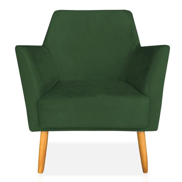 Imagem de Kit 02 Poltronas Decorativa Julia Veludo Verde Pés Palito Castanho - Pallazio