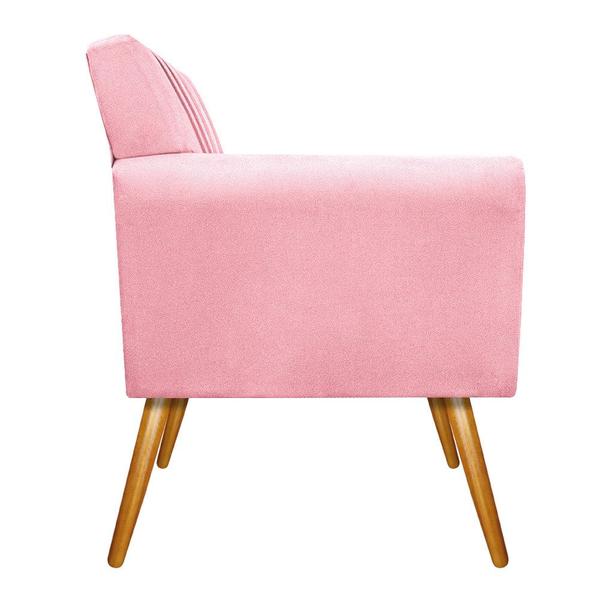 Imagem de kit 02 Poltronas Decorativa Laura Palito Mel Suede Rosa Bebê - Amarena Móveis