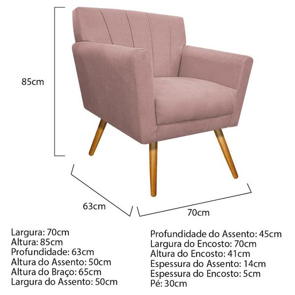 Imagem de kit 02 Poltronas Decorativa Laura Palito Mel Suede Rosê - Amarena Móveis