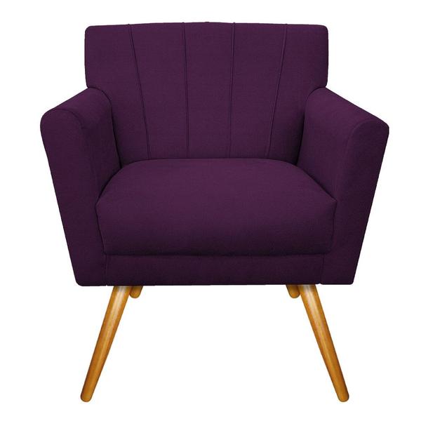 Imagem de kit 02 Poltronas Decorativa Laura Palito Mel Suede Roxo - Amarena Móveis