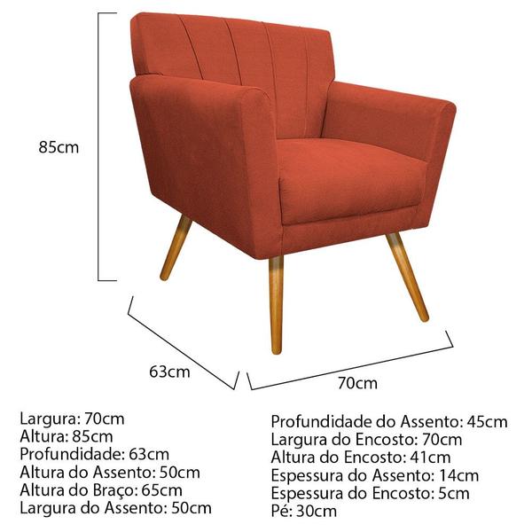 Imagem de kit 02 Poltronas Decorativa Laura Palito Mel Suede Terracota - Amarena Móveis