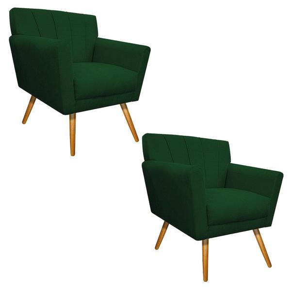 Imagem de kit 02 Poltronas Decorativa Laura Palito Mel Suede Verde - Amarena Móveis