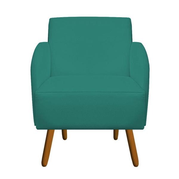 Imagem de Kit 02 Poltronas Decorativa Laura Pés Palito Suede Azul Tiffany - D'Classe Decor