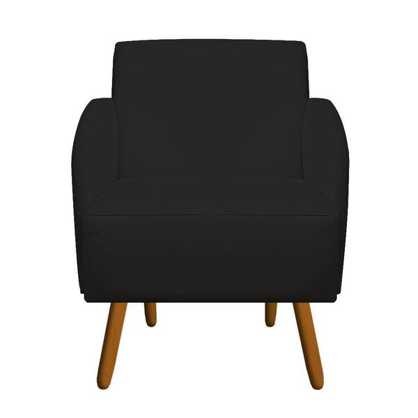 Imagem de Kit 02 Poltronas Decorativa Laura Pés Palito Suede Preto - D'Classe Decor