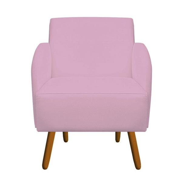 Imagem de Kit 02 Poltronas Decorativa Laura Pés Palito Suede Rosa Bebê - D'Classe Decor