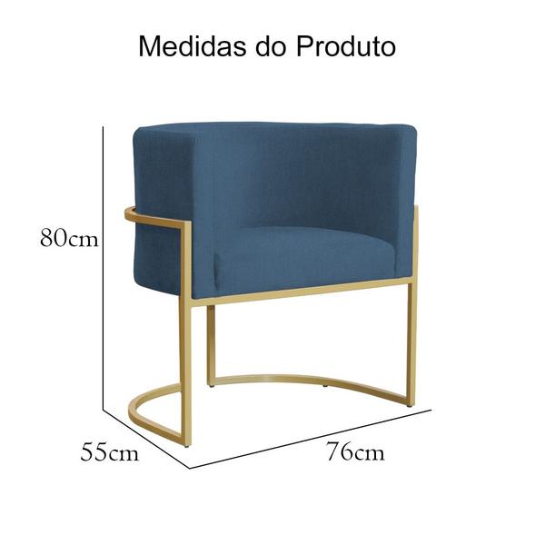 Imagem de Kit 02 Poltronas Decorativa Luana Base em Metal Bronze Suede - MALTA DECOR